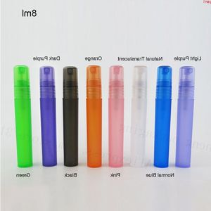 500 x 8ml atomizer mat plastik şişe sprey doldurulabilir koku parfüm kokusu numune şişe seyahat için temiz bez