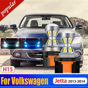 NYA 2st CAR HÖG BRIGHT CANBUS NO ERROR H15 LED DRL Front Signal Day GULB DAYTIME LAMPLAMA FÖR VOLKSWAGEN JETTA 2013 2014