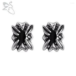 Stud Earrings ZS Square Black Zirconia Hip Hop Men's Ear Jewelry 316L Stainless Steel Earring Punk Jewellry Accessories Gifts