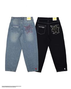 Jeans da donna Ricamo Jeans dritti a gamba larga Streetwear da uomo e da donna Harajuku Lettere Casual Jeans larghi semplici Pantaloni Y2k 230613