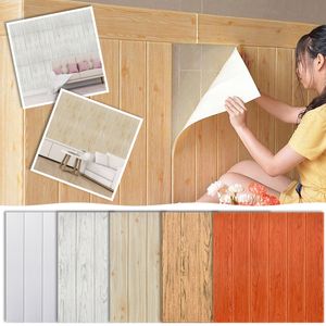 Adesivos de parede autoadesivos de painel de parede de grão de madeira 3D 10Pc XPE Peel and Stick Papel de parede para sala de estar Decoração de interiores de casa Mural