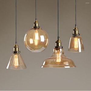 Pendant Lamps Modern Loft Glass Chandelier Creative Industrial Style Cafe Bar Counter Living Room Single Head Dining Lamp