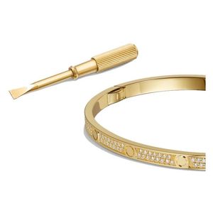 Брушковые роскошные украшения тонкий браслет любви с отверткой из нержавеющей кражи розовое золото платиновые бриллианты дизайнерские браслеты 3,65 dhtsi