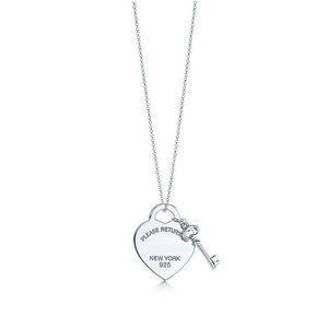قلادة قلادة أزياء يرجى العودة إلى New York Heart Key Necklace Original 925 Sier Love Charm Women Diy Jewelry Gift Clavicle DHTB9
