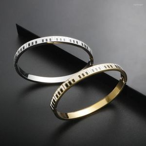 Bangle Black And White Violin Enamel Piano Bracelets For Women Fine Stainless Steel Gold Color Bangles Waterproof Jewelry