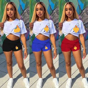 Summer Short Outfits Tracksuits Women Plus Size Designer Clothing Two Piece Set Brand Printed T-Shirt Shorts Sports Suit