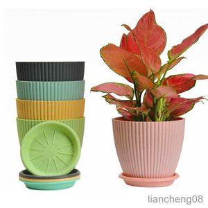 Planters POTS Color Planter Plant Flower Pot Container med dräneringsblomkruka Figur Trädgårdsdekor Tablettprydnad R230614