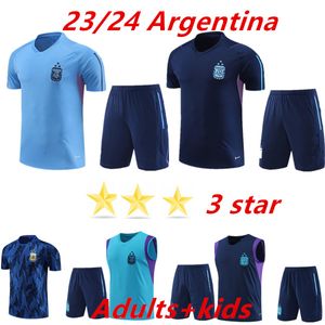 3 star Argentina tracksuit Soccer Jerseys 2023 2024 Home Away jacket Football Shirts MESSIS DI MARIA DYBALA DE PAUL MARADONA Men Kids training suit tracksuits Kit 98