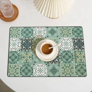 Masa Paspasları Retro Dikdörtgen Placemat Baskılı Placemats Yemek Isı Dayanıklı Yer Mat PVC Anti-Slip Tablemat Yağ Dayanıklı Yemek Pedi