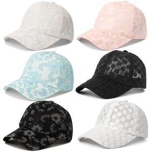 Cappelli a tesa avara Donna Pittura Ricamo Fiore di pizzo Berretto da baseball Moda Cappellini femminili Maglia Cappello estivo da sole regolabile 230606295s