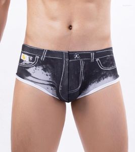 Mutande Slip Intimo Uomo Sexy Denim Short Boxer Uomo Marsupio traspirante Jeans Bikini stampato Costumi da bagno Uomo giovane