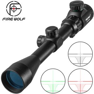 Fire Wolf 3-9x40 örneğin açık retikül görüşü optik keskin nişancı geyiği taktik av kapsamları taktik tüfekler