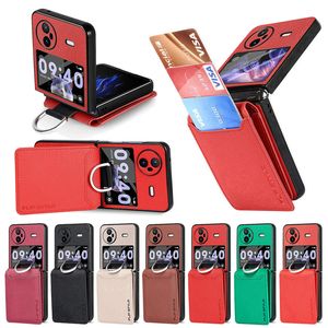 Estojo de couro dobrável magnético para Vivo X Flip Ring Design Touch Slim And Fit Stand Wallet Cover com película de aço