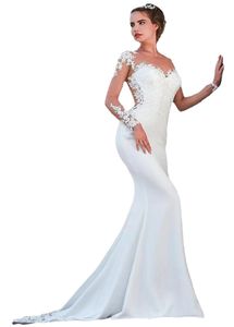 Abito da sposa a sirena Pizzo 3D Appliqued floreale Hollow Back boho Maniche lunghe Abito boho in pizzo Beach Plus Size Abiti da sposa Abito lucido su misura Vestidos De Novia