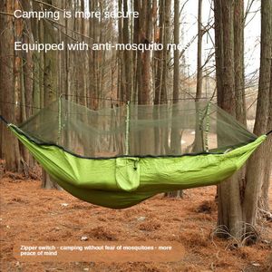 Hängmattor Portable Outdoor Camping Hammock Go Swing With Net Hanging Bed Tourist Soving Hammock Anti-MoSquito 260x140cm