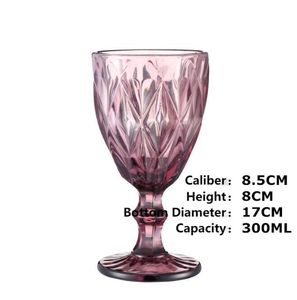 와인 잔 300ml 엠보싱 유리 컵 마시는 컵 파티 고블릿 드롭 배달을 위해 두껍게 두껍게 된 빈티지 가정 주스 샴페인