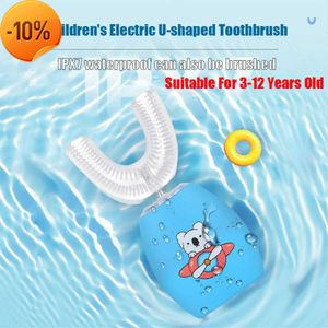 Neue U-förmige elektrische Schallzahnbürste für Kinder, 3–12 Jahre altes Baby, 360 Grad intelligente Mundreinigung, elektrische Zahnbürste, IPX7 wasserdicht