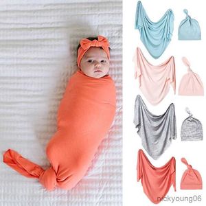 Conjunto de chapéus de cobertor para bebês meninos meninas envoltório recém-nascido adereços roupa de cama R230614