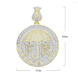 Chains Mens Hip Hop Necklace With Full Cubic Zircon Micro Round Big Pendant Money Dollar Symbol Umbrella Paved Jewelry