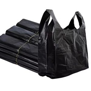 Trash Bags Black Plastic Garbage Bag Household Thick Vest Type Strong Loadbearing Leak Proof Kitchen Cleaning 230613