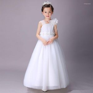 Vestidos para meninas Vestido de flores 2023 Tule branco princesa fofa para meninas Primeiro Comunhão Lindo vestido de festa de casamento