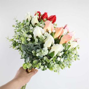 Сушеные цветы, смешанные искусственные цветы, невеста держит свадебный букет, гортензия, лаванда, роза, шелк, искусственное растение