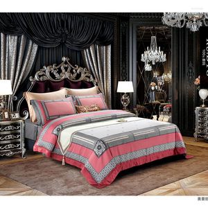 寝具セット100S高密度ピンクオードリーホームテキスタイルエジプトコットンベッドリネン円形パターン布団カバーシート