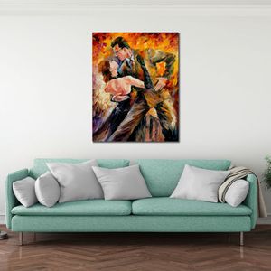 Vibrant Street Art on Canvas Classical Tango Handmade Contemporary Oil Painting for Living Room Wall