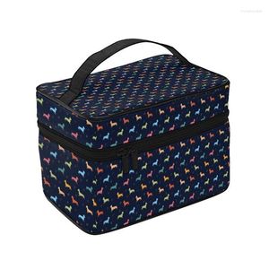 Storage Bags Multicolour Sausage Dog And Hearts Toiletry Bag Dachshund Badger Puppy Cosmetic Makeup Organizer Beauty Dopp Kit Box