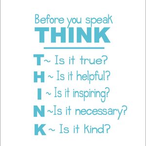 School Classroom Vinyl Wall Quote Decal Sticker , Think Before You Speak - Classroom Student Motivational POSTER Sticker k2061