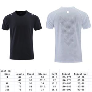 LL-R427 herrar yoga outfit gymkläder sommar träning fitness bär sportkläder tåg springande korta ärm tröjor toppar snabb torr andas