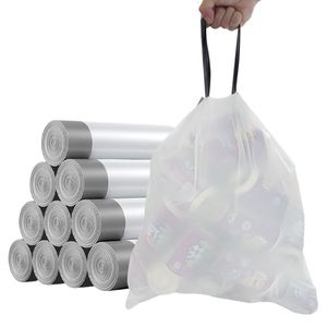 Trash Bags Disposable Household Kitchen Garbage Bag Drawstring Widened Handles Hands Plastic Storage 230613