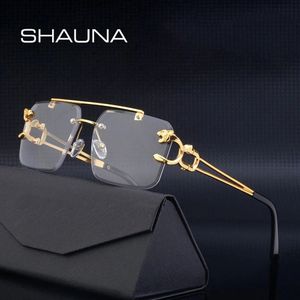 Designer sunglasses Fashion Metal Leopard Rimless Sunglasses Double Bridges Gradient Ocean Film Shades UV400