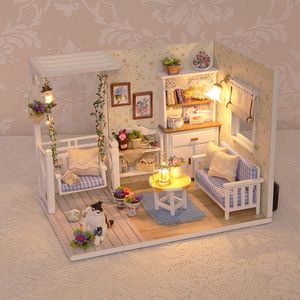 3D Puzzles CUTEBEE DIY House Miniature Building Kit Cute Cat Tiny Doll Houses Furniture Led Light For Children Kid Birthday Handicraft Gift 230613