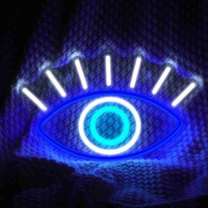 LED-Neonschild, Augen, Neonschild, LED-Lichtschilder, Dekor, USB-Neonschilder, blau-weißes Augenschild, Dekor für Schlafzimmer, R230614