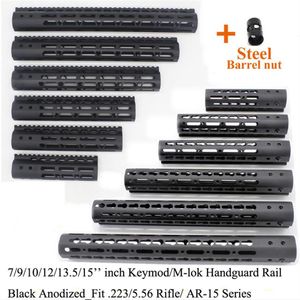 Tactical Black 7 9 10 12 13 5 15 pollici Keymod M-lok Handguard Rail Float Mount System con Steel Barrel Nut2571291B