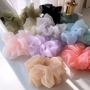 Ponadgabarytowe scrunchies organza włosy krawat elastyczne włosy opaska dla kobiet dziewczyna kucyk uchwyt mody liny włosów akcesoria do włosów na głowę