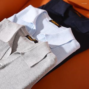 Männer Polos 2023 Sommer Beiläufige Gestrickte Polo Shirts Männer Mode Einfarbig Slim Fit Kurzarm Homme Atmungsaktive Hemd