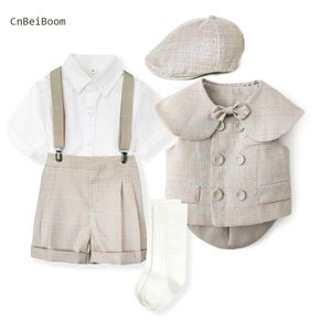 Clothing Sets Boy Suits Cotton Baby Boys Double Breasted vest short Shawl 6pcs Suit sets tuxedo Formal Wedding birthday dress 230617
