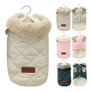 Dog Apparel Warm Chihuahua Dog Cat Clothes Winter Fur Collar Small Dogs Puppy Coat Thick Cotton Pet Jacket Outfits Clothes for Small Dog Pug 230613
