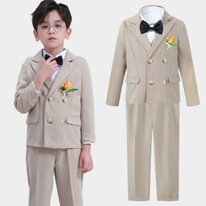 Completi di abbigliamento Set di vestiti per ragazzi Pasqua Matrimonio Compleanno Bambini Fiore Gentiluomo Prestazioni Costume Giacca Pantaloni Camicia Papillon Vestiti 6 pezzi 230613