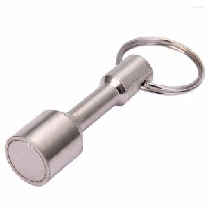 Hooks Super Strong Silver Metal Magnet Keychain Split Ring Pocket Keyring Hanging Holder Outdoor Tool Magnetic Diy Materials 1pc