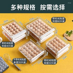 Depolama Şişeleri 2 Katmanlı Buzdolabı Yumurta Organizatör Tutucu Buzdağı Çekmece Tipi İstiflenebilir Kutular Temizlik