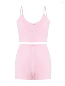 Kvinnors spårfamiljer Kvinnor sommar 2 stycken kläder blommor tryck kamisoler ärmlösa sling tank tops shorts set pyjamas lounge set