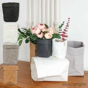 Plantadores Vasos Sacos de armazenamento criativos laváveis Suculentas Papel kraft Capa para vaso de flores Saco para quarto de crianças Organizador de artigos diversos Bolsa R230614