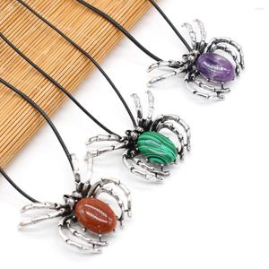 Catene Ciondolo in lega di conchiglia naturale Collana con ciondolo in pelle con spilla a forma di ragno per donne eleganti che amano il regalo romantico