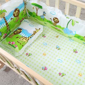 Sängkläder set 5st Baby Set Born Pure Cotton Bed Circumference Madrass Pillow Kit Infant Cartoon Mönster Crib Surround Cot Staket 230613