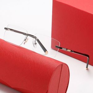 Tasarımcı Gözlükler Polarize Güneş Gözlüğü Kadınlar İçin Mens Moda Moda Çerçevesiz Kadın Gürüş Kare Gümüş Alaşım İnsan Güneş Gözlükleri Temiz Lens Büyük Boyutlu UV400 Gözlükler