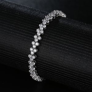 lindas pulseiras de diamantes luxo brilhante cristal tênis pulseiras 925 prata esterlina zircão pulseira diamante prong pulseira jóias pulseira