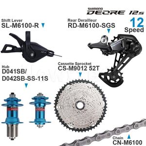 Cykelderailleurs Shimano Deore 12Speed ​​Groupset Inkludera M6100 höger växel bakre derailleurkedja och 50T 52T kassettkedjan nav för MTB 230614